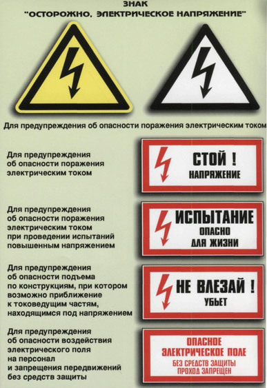 Плакаты по электробезопасности: виды знаков и их значение