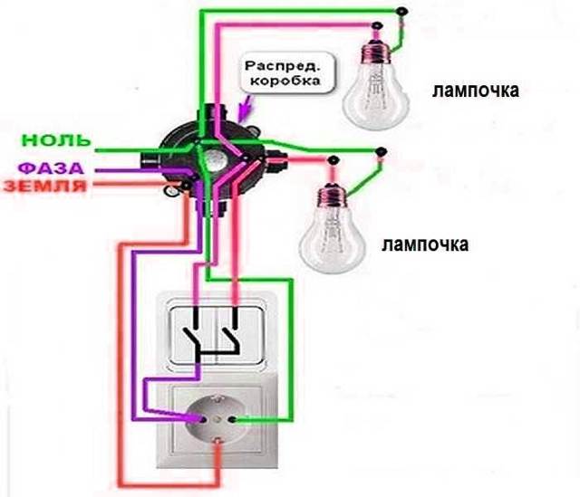 Как подключить двойной выключатель на две лампочки: схемы и советы по подключению